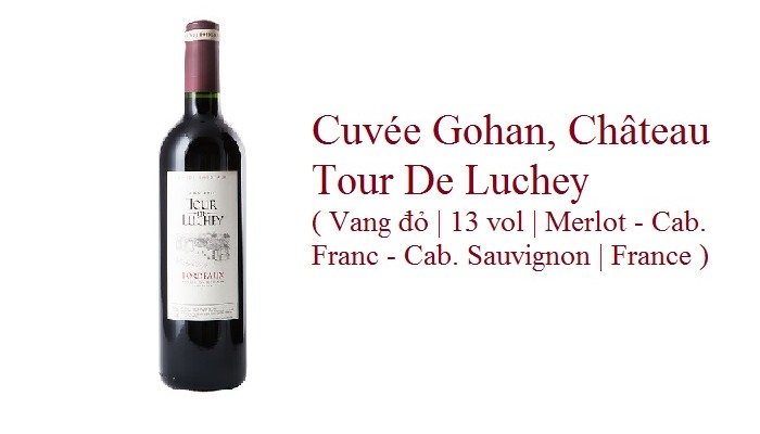 Cuvée Gohan, Château Tour De Luchey ( Vang đỏ | 13 vol | Merlot - Cab. Franc - Cab. Sauvignon | Fran