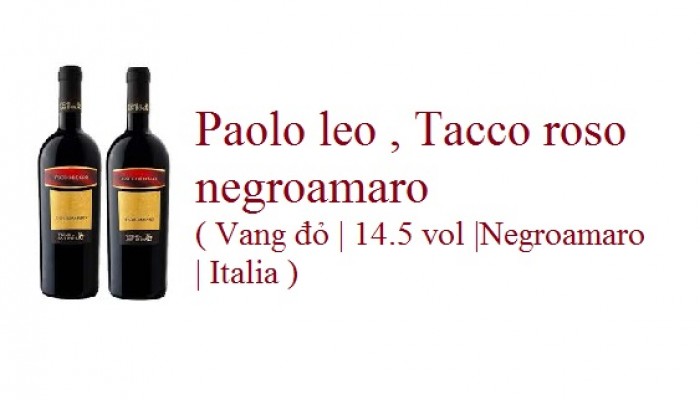 Paolo leo , Tacco roso negroamaro | Vang đỏ | 14.5 vol |Negroamaro | Italia )