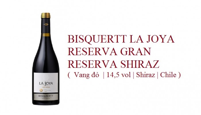 BISQUERTT LA JOYA RESERVA GRAN RESERVA SHIRAZ  (  Vang đỏ  | 14,5 vol | Shiraz | Chile ) 